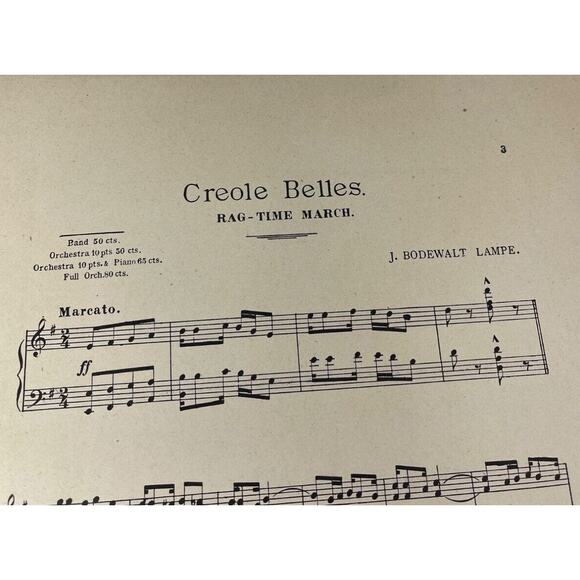 Creole Belles 1901 Sheet Music March Two Step J Bodewalt Lampe - Picture 2 of 10